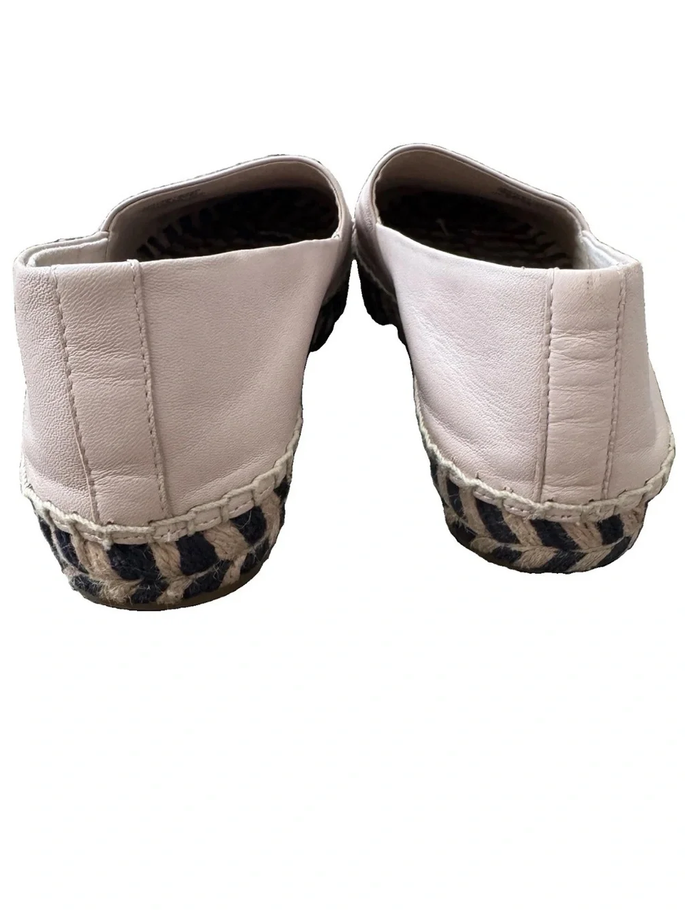 Tory Burch Leather Espadrille Shoes Color Block Pink Blue Round Toe Logo US 6.5M